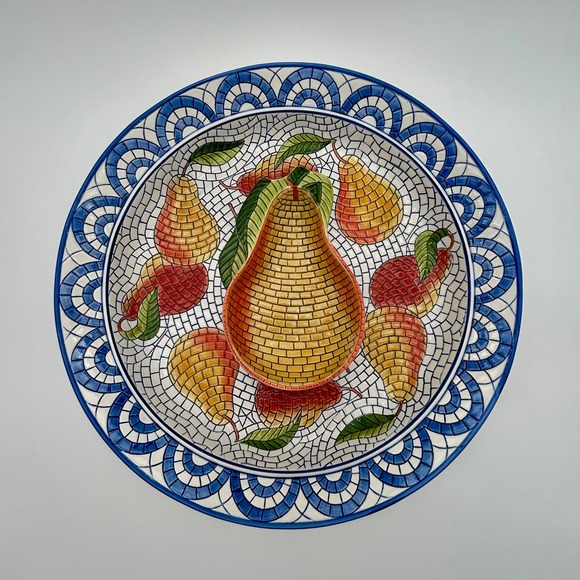 Clay Art Mosaic Pear Stonelite Decorative Plate Dish Set Kitchen Decor - Picture 3 of 7
